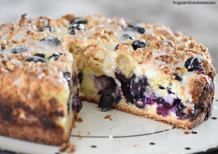 julies cream cheese and blueberry crumb cake