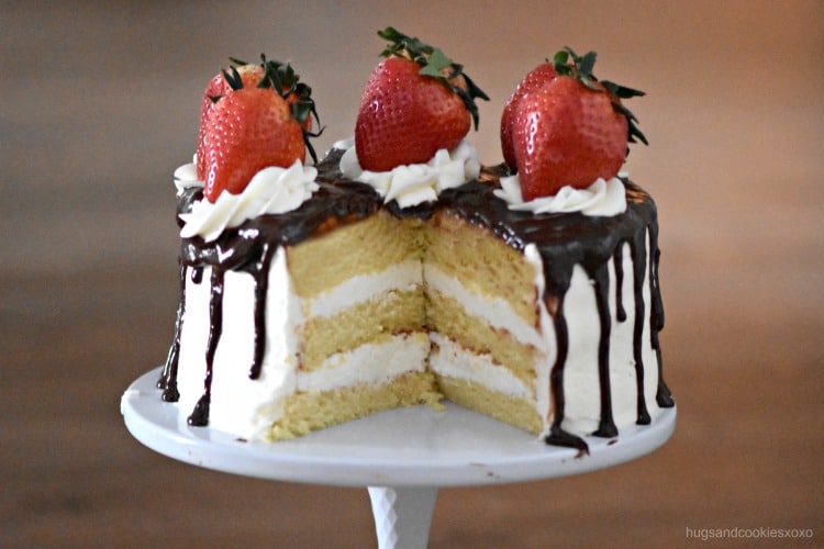 Strawberry Vanilla Drip Cake