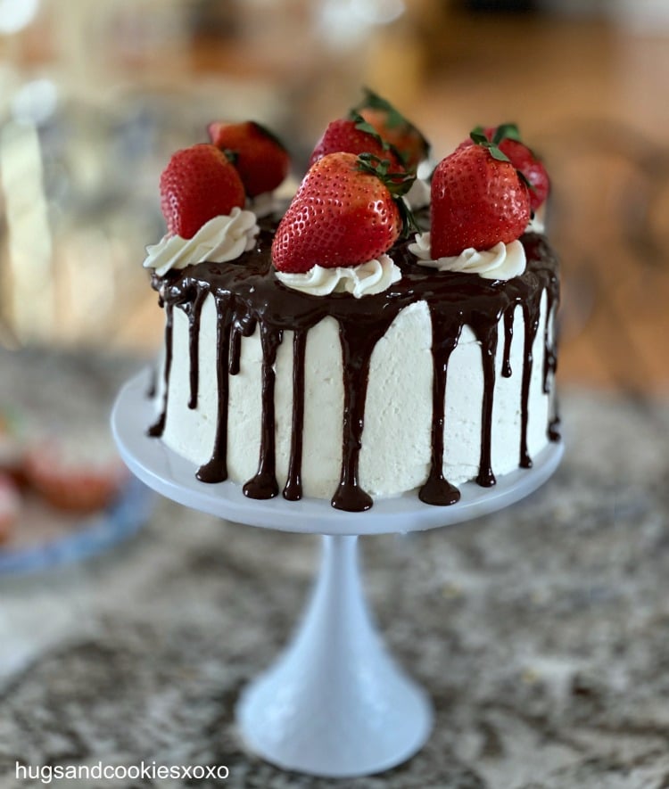 Strawberry Vanilla Drip Cake