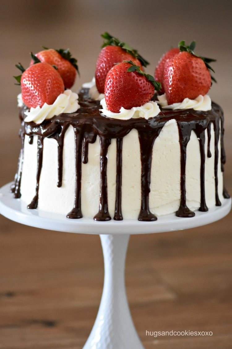 Strawberry Vanilla Drip Cake