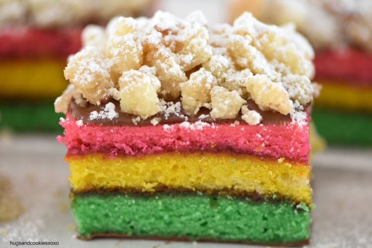 Rainbow Cookie Crumb Cake Bars