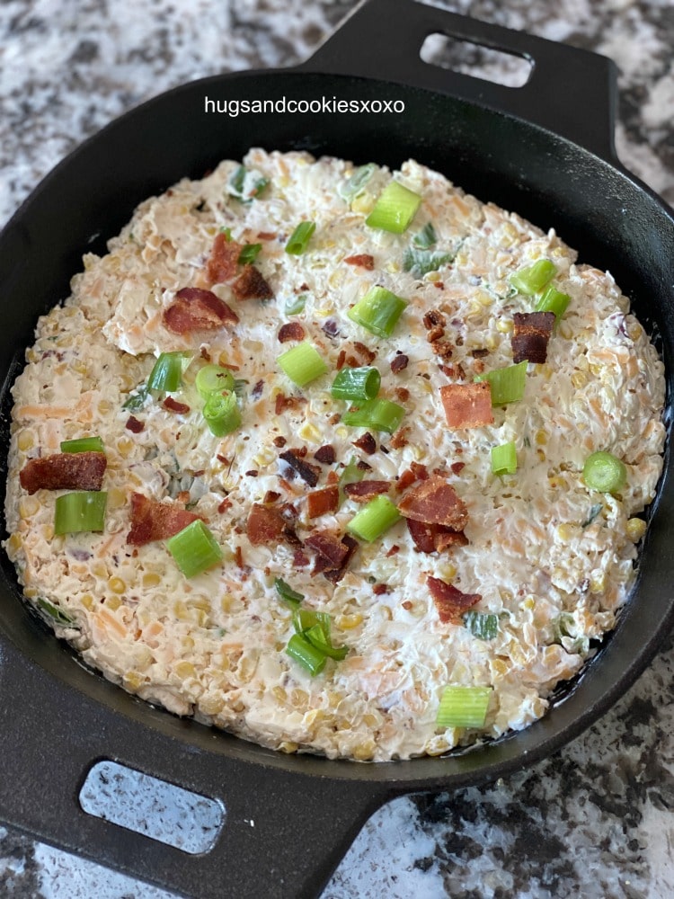 Bacon Corn Skillet Dip with cheese