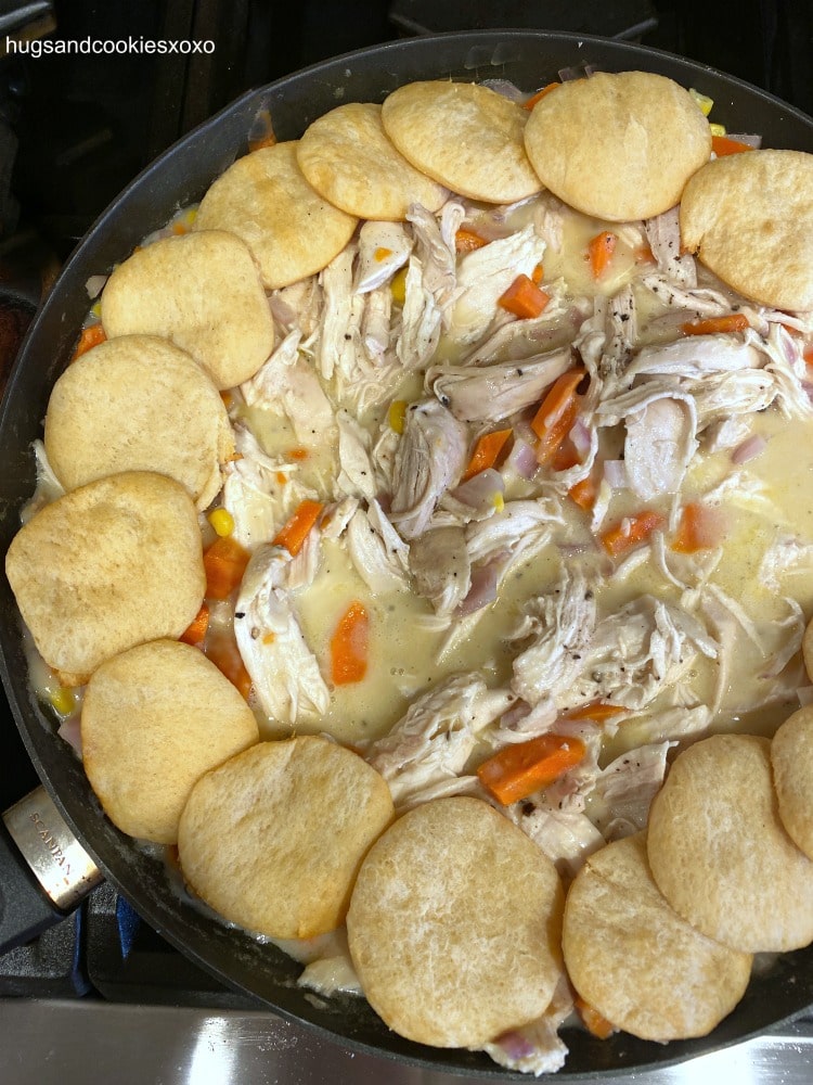 Chicken Pot Pie with Crescent Roll Dippers and roasted chicken breasts