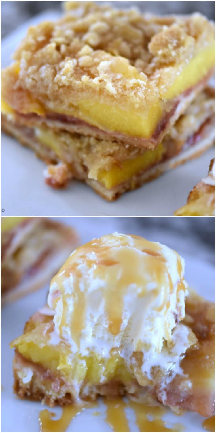 peach pie bars with ice cream