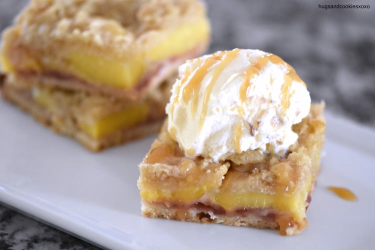 peach pie bars with caramel