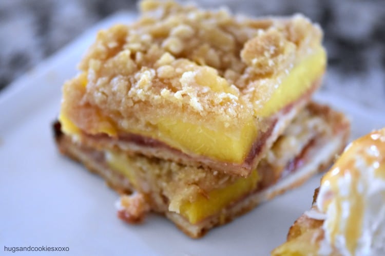 peach pie crumble bars