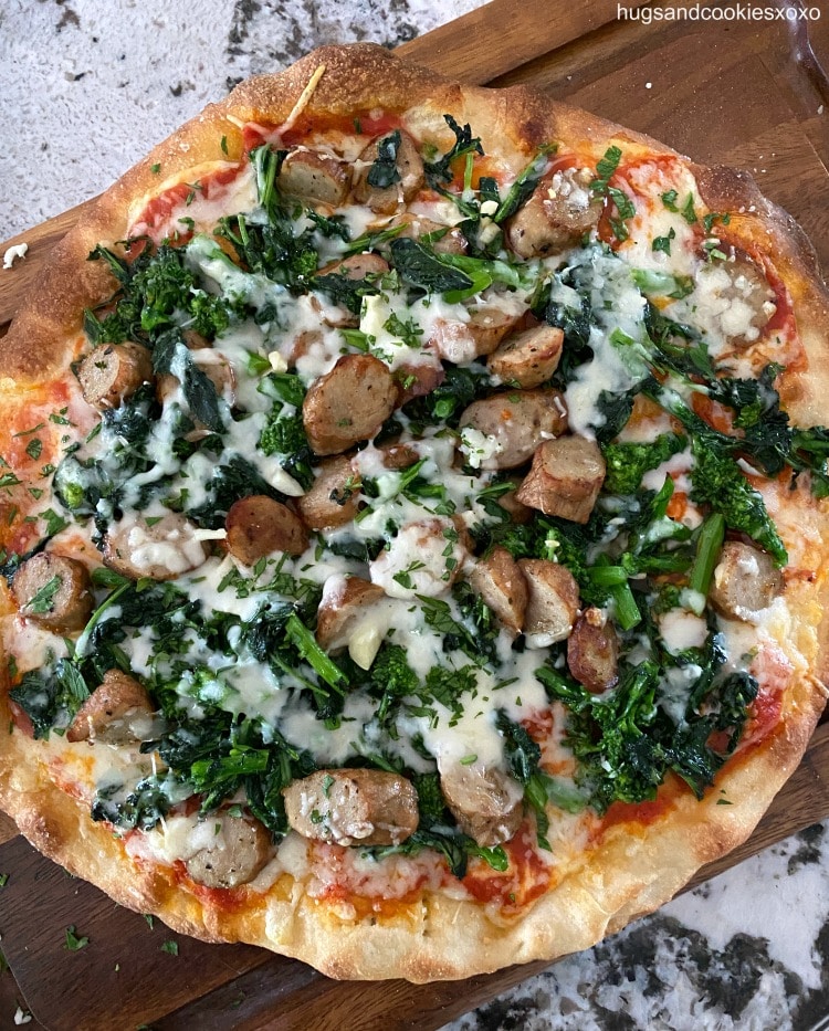 Broccoli Rabe and Sausage Thin Crust Pizza homemade