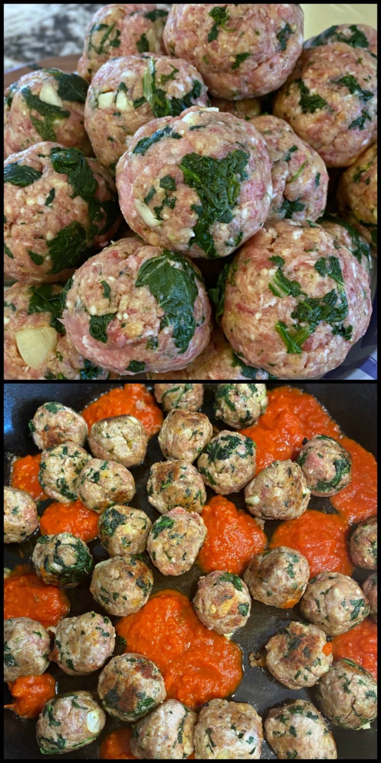 stuffed meatballs with spinach and garlic