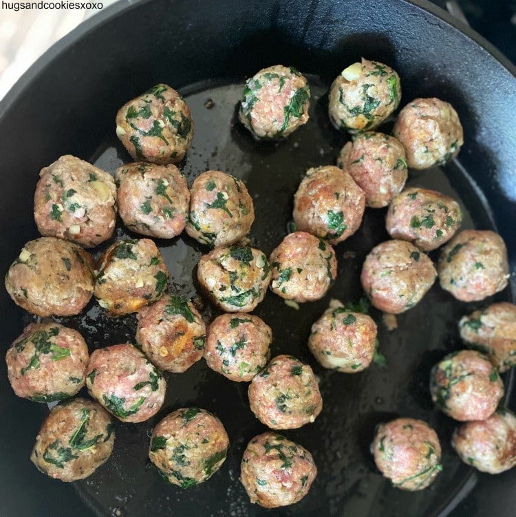 pan fried mozzarella meatballs