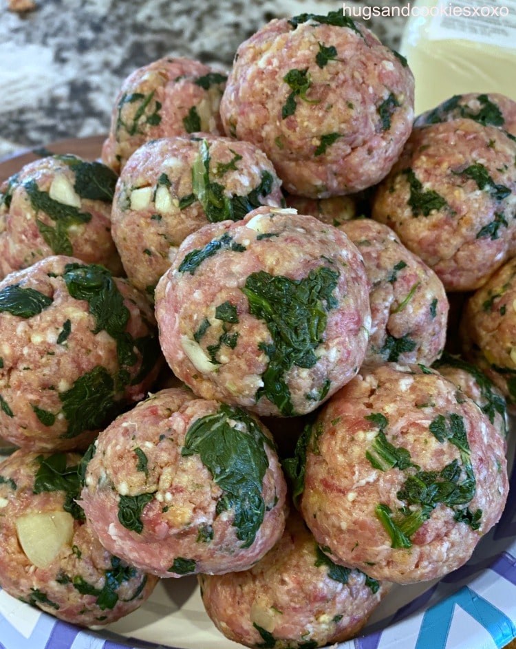 garlic spinach pork meatballs