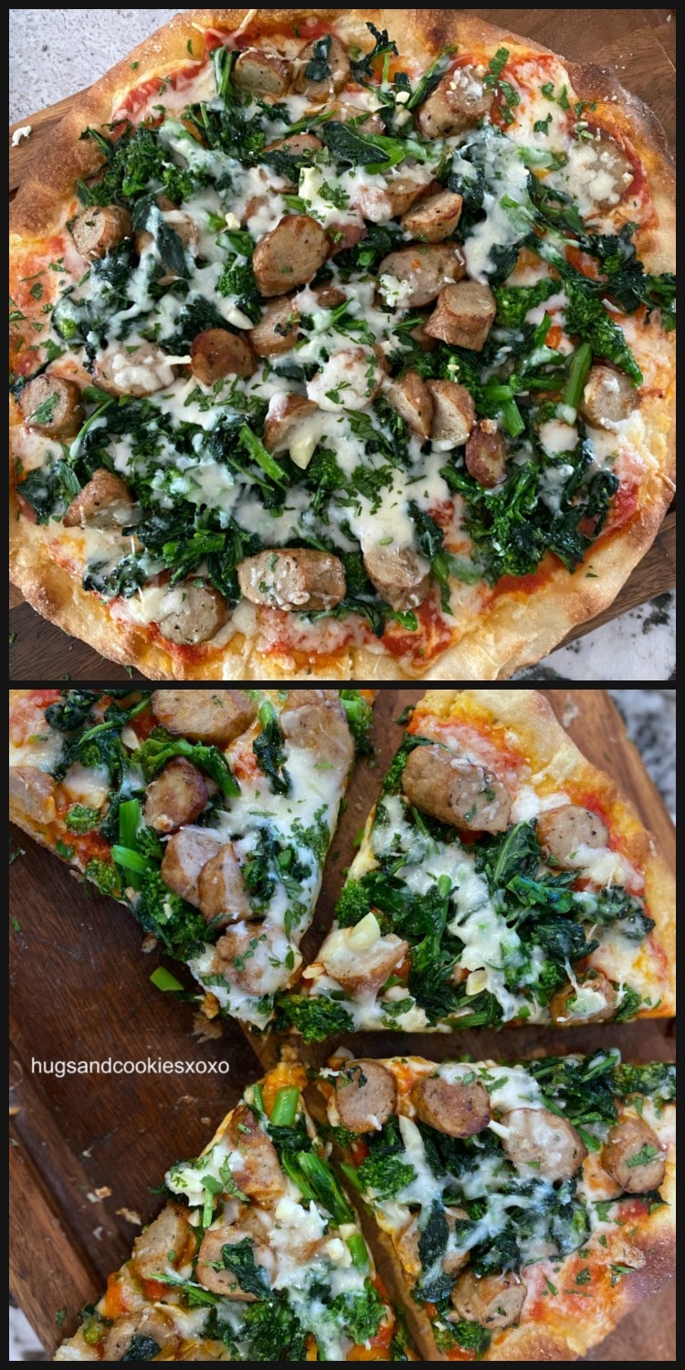 Broccoli Rabe and Sausage Thin Crust Pizza with garlic