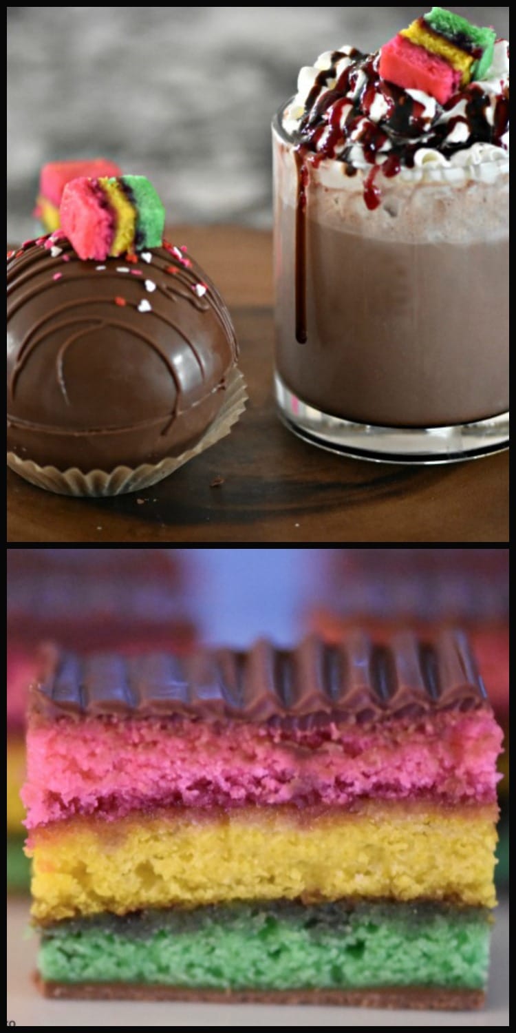 rainbow cookies hot chocolate bomb