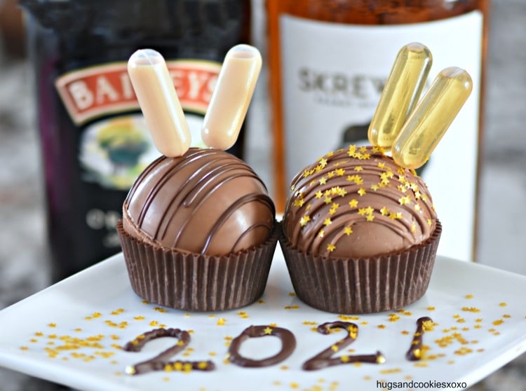 Hot Fudge Cocoa Bombs with Whiskey