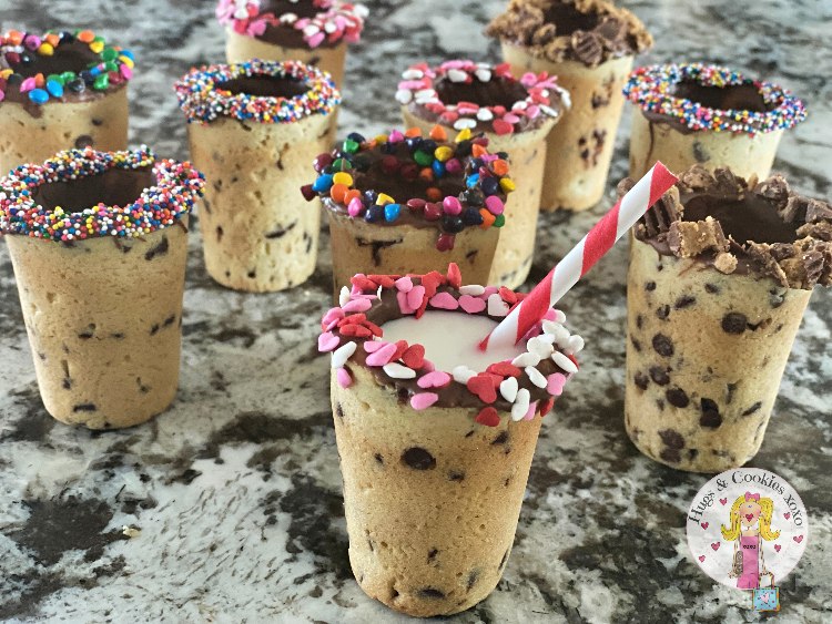 Peanut Butter Cookie Shot Glasses With Spiked PB&J Milk