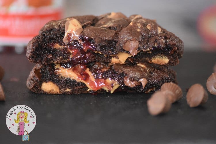 Peanut Butter and Jelly Double Chocolate Cookies