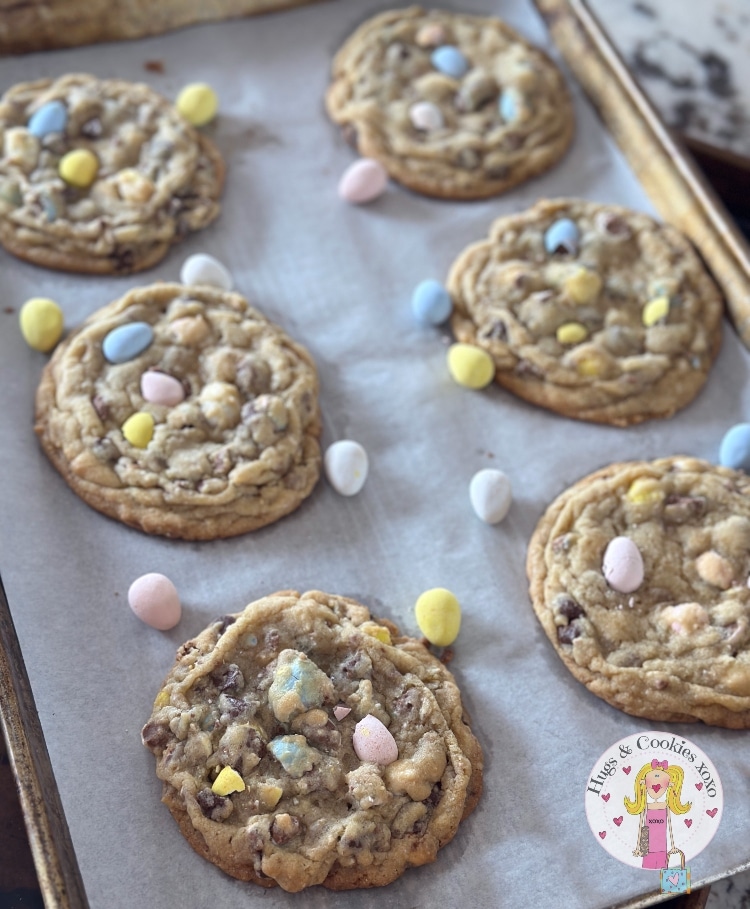 Cadbury Egg Chocolate Chip Cookies